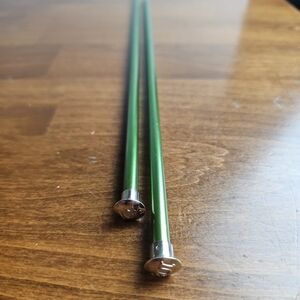 Pair Of Vintage Green Size 10.5 Aluminum Knittong Needles 14" Length Unbranded